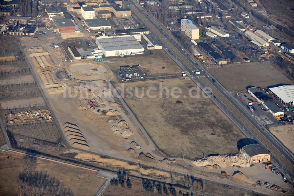 Berlin von oben - Baustelle des Impulse Gewerbeparks in Berlin Johannisthal