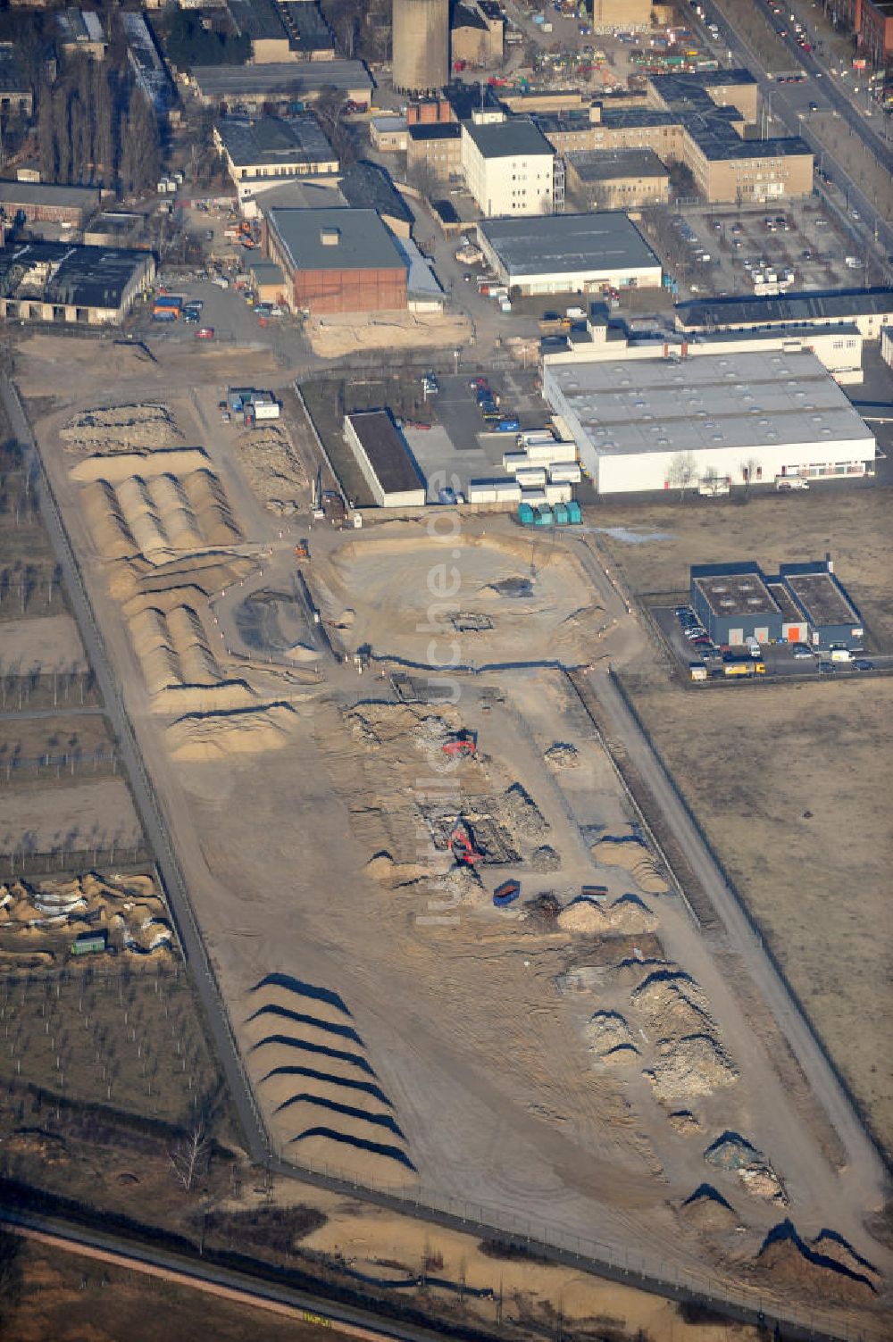 Berlin aus der Vogelperspektive: Baustelle des Impulse Gewerbeparks in Berlin Johannisthal