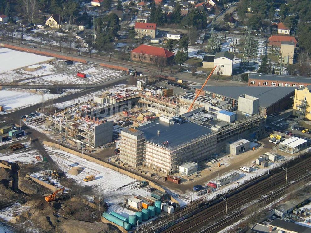 Luftbild Wildau/Brandenburg - Baustelle im Industriegebiet Wildau am südlichen Berliner Ring im Bundesland Brandenburg Pilot: Grahn