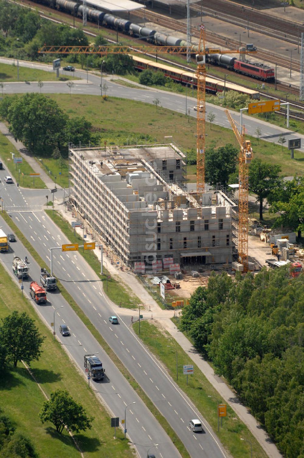 Luftaufnahme Schönefeld - Baustelle für das InterCityHotel Berlin-Brandenburg Airport in Schönefeld im Landkreis Dahme-Spree