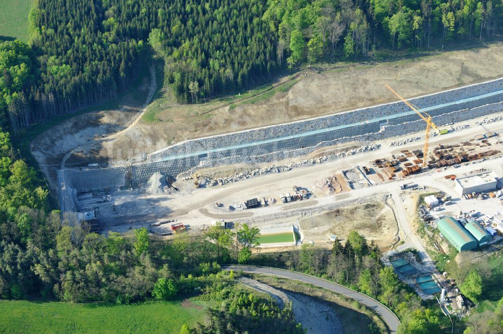 Luftbild Jena - Baustelle Jagdbergtunnel Autobahnverlegung Europastrasse E40 A4 bei Jena