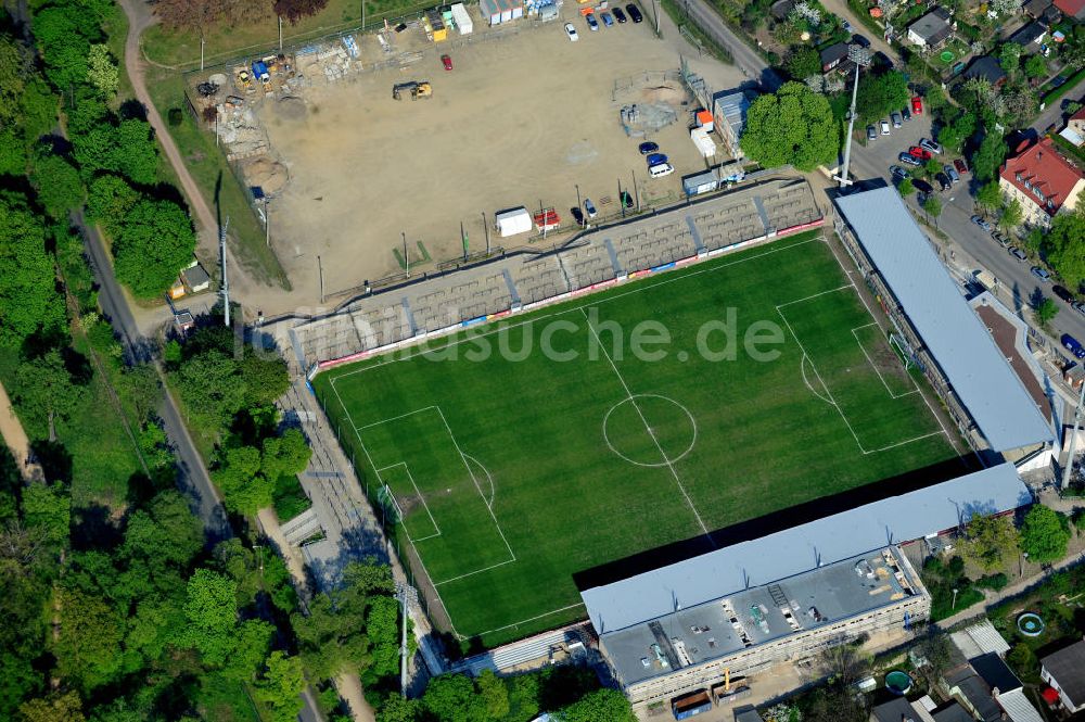 Luftaufnahme Potsdam-Babelsberg - Baustelle Karl-Liebknecht-Stadion in Potsdam-Babelsberg