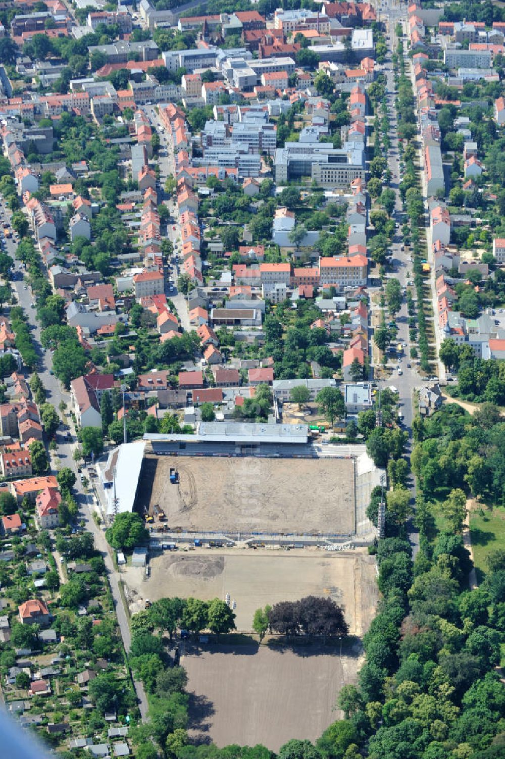 Luftbild Potsdam Babelsberg - Baustelle Karl-Liebknecht-Stadion in Potsdam-Babelsberg