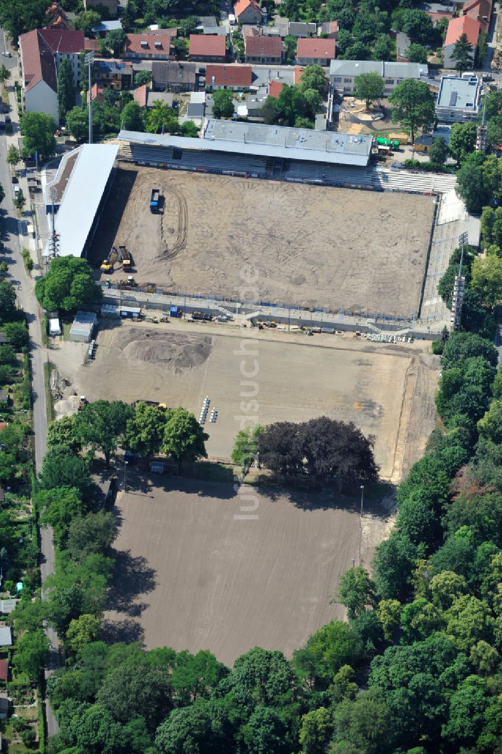 Luftaufnahme Potsdam Babelsberg - Baustelle Karl-Liebknecht-Stadion in Potsdam-Babelsberg