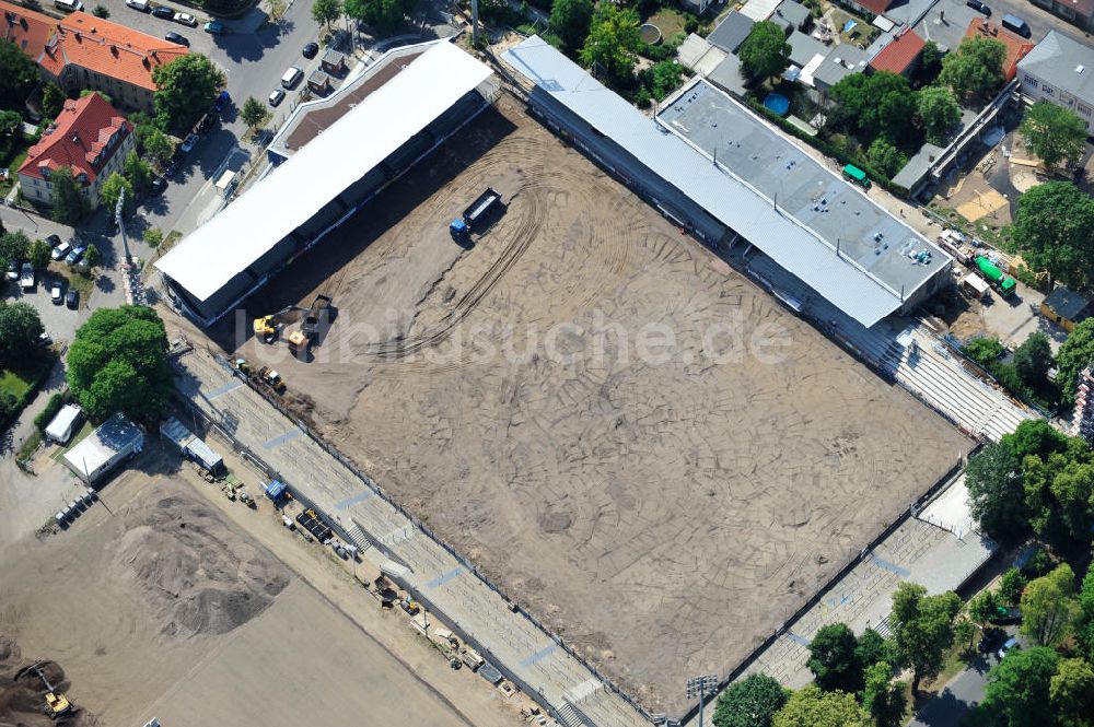 Potsdam Babelsberg von oben - Baustelle Karl-Liebknecht-Stadion in Potsdam-Babelsberg