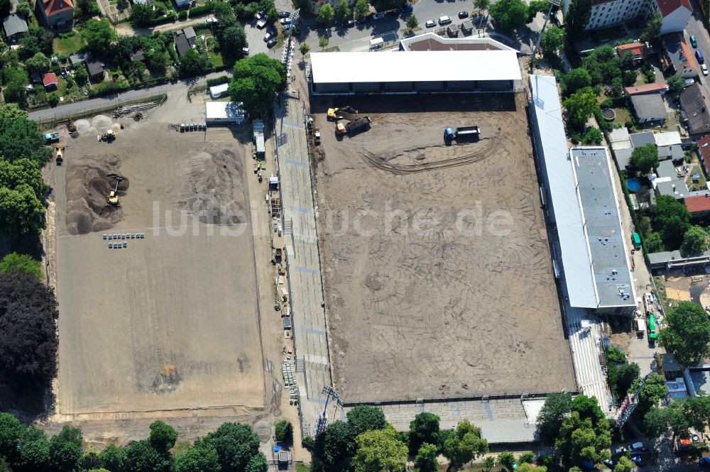 Potsdam Babelsberg aus der Vogelperspektive: Baustelle Karl-Liebknecht-Stadion in Potsdam-Babelsberg