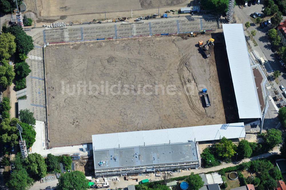 Potsdam Babelsberg von oben - Baustelle Karl-Liebknecht-Stadion in Potsdam-Babelsberg