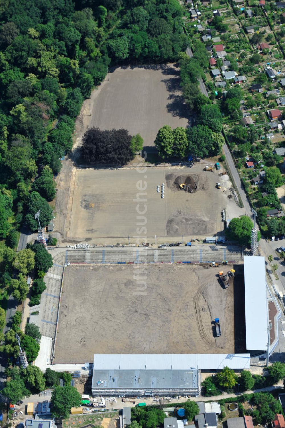 Potsdam Babelsberg aus der Vogelperspektive: Baustelle Karl-Liebknecht-Stadion in Potsdam-Babelsberg