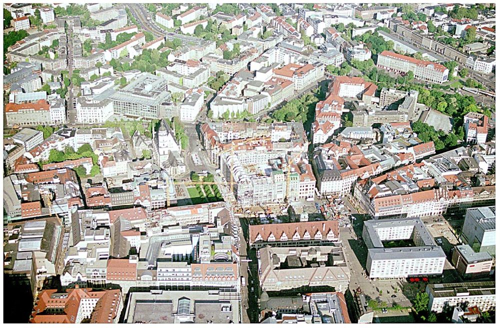 Leipzig von oben - Baustelle Kaufhaus Bräuninger