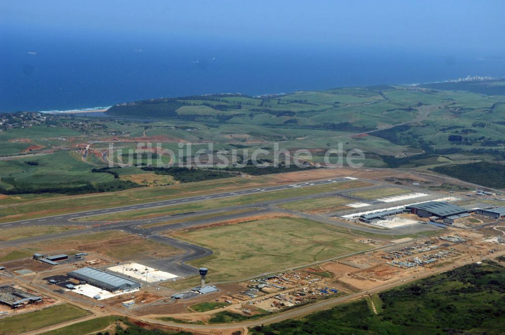 La Mercy aus der Vogelperspektive: Baustelle King Shaka International Airport - Construction Field Airport La Mercy