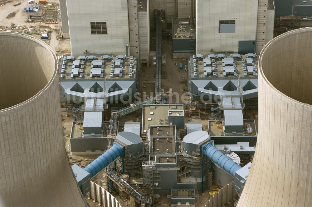 Luftbild Hamm - Baustelle am Kraftwerk / Kohlekraftwerk Westfalen im Stadtteil Hamm-Uentrop mit dem ehemaligen Kernkraftwerk KKW / AKW THTR-300 in Nordrhein-Westfalen NRW