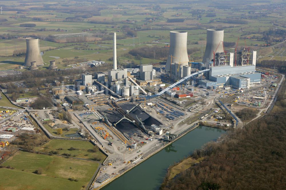 Luftaufnahme Hamm - Baustelle am Kraftwerk Westfalen in Hamm-Uentrop in Nordrhein-Westfalen