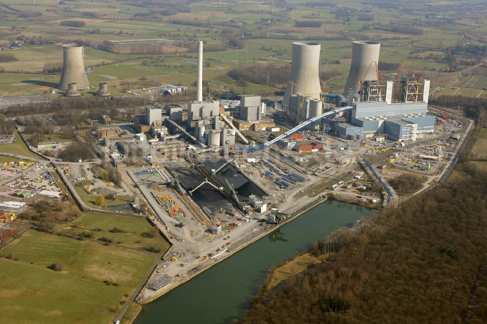 Hamm von oben - Baustelle am Kraftwerk Westfalen in Hamm-Uentrop in Nordrhein-Westfalen