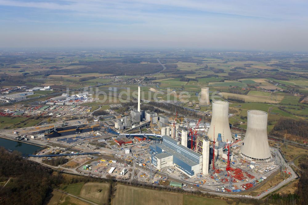 Luftaufnahme Hamm - Baustelle am Kraftwerk Westfalen in Hamm-Uentrop in Nordrhein-Westfalen