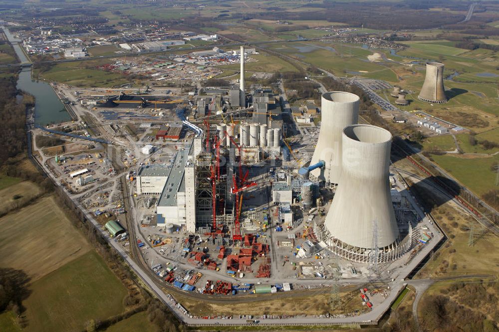 Hamm von oben - Baustelle am Kraftwerk Westfalen in Hamm-Uentrop in Nordrhein-Westfalen