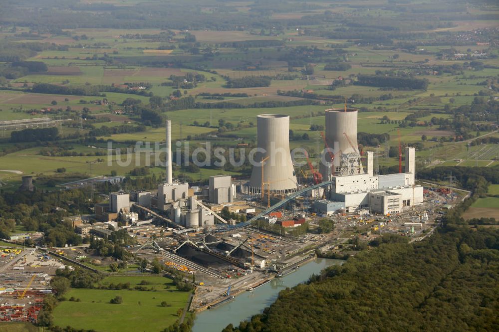 Luftaufnahme Hamm - Baustelle am Kraftwerk Westfalen in Hamm-Uentrop in Nordrhein-Westfalen