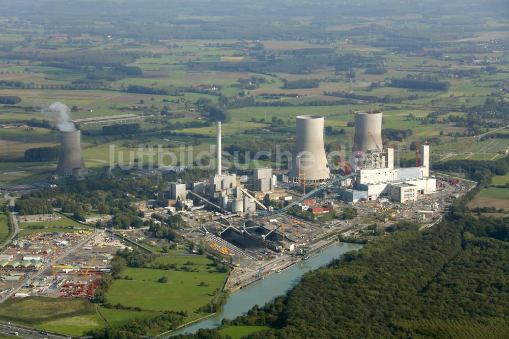 Hamm von oben - Baustelle am Kraftwerk Westfalen in Hamm-Uentrop in Nordrhein-Westfalen