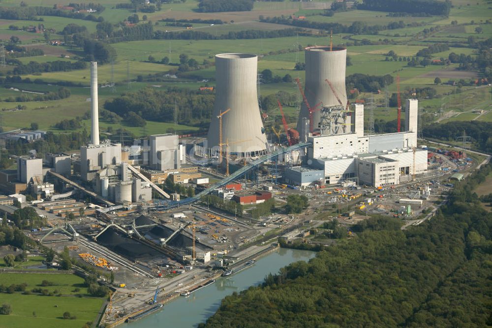 Hamm aus der Vogelperspektive: Baustelle am Kraftwerk Westfalen in Hamm-Uentrop in Nordrhein-Westfalen