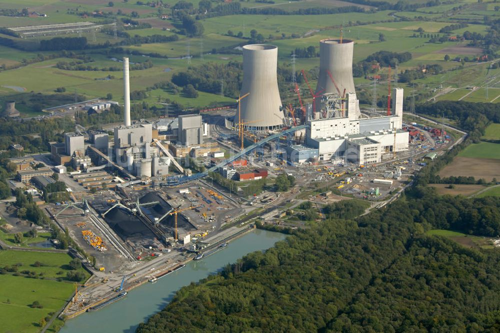 Luftaufnahme Hamm - Baustelle am Kraftwerk Westfalen in Hamm-Uentrop in Nordrhein-Westfalen