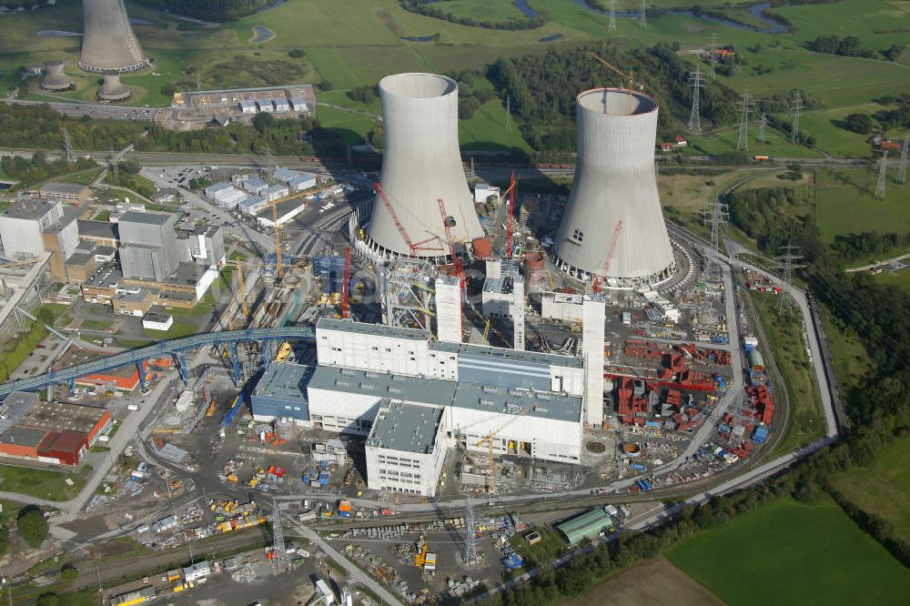 Luftaufnahme Hamm - Baustelle am Kraftwerk Westfalen in Hamm-Uentrop in Nordrhein-Westfalen