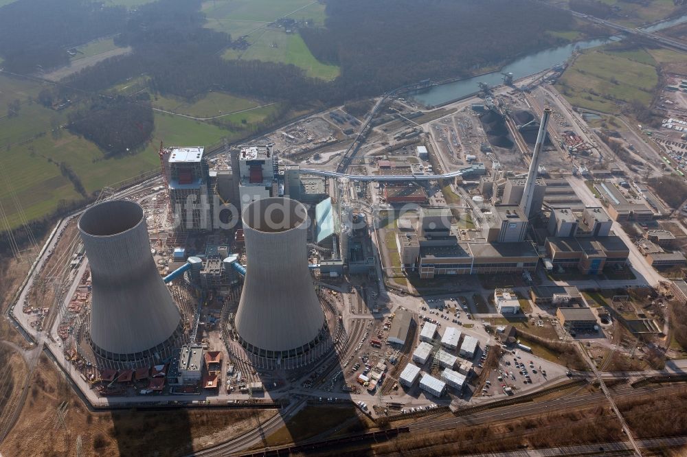 Hamm von oben - Baustelle am Kraftwerk Westfalen in Hamm-Uentrop in Nordrhein-Westfalen