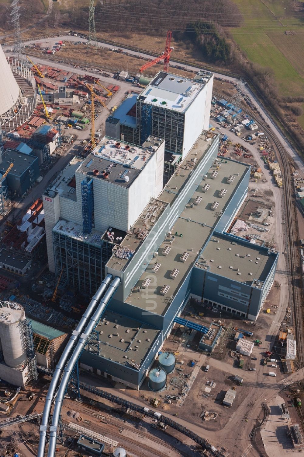 Luftbild Hamm - Baustelle am Kraftwerk Westfalen in Hamm-Uentrop in Nordrhein-Westfalen