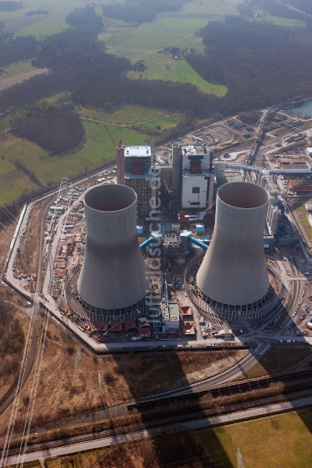 Luftaufnahme Hamm - Baustelle am Kraftwerk Westfalen in Hamm-Uentrop in Nordrhein-Westfalen