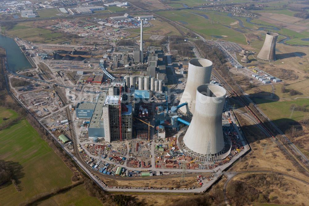 Hamm von oben - Baustelle am Kraftwerk Westfalen in Hamm-Uentrop in Nordrhein-Westfalen