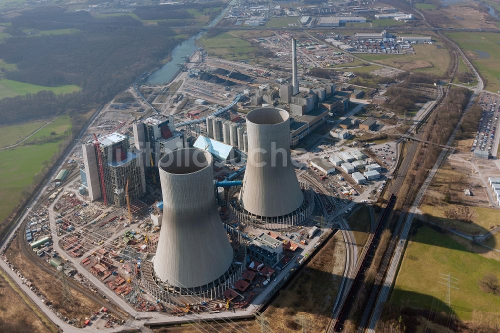 Hamm aus der Vogelperspektive: Baustelle am Kraftwerk Westfalen in Hamm-Uentrop in Nordrhein-Westfalen