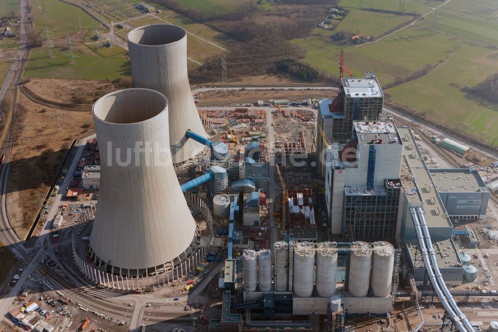 Luftaufnahme Hamm - Baustelle am Kraftwerk Westfalen in Hamm-Uentrop in Nordrhein-Westfalen