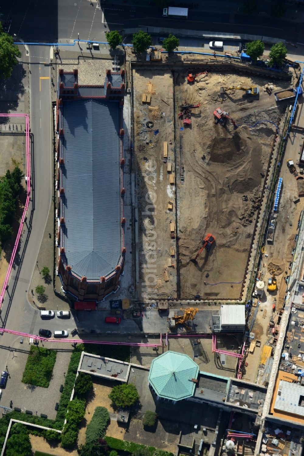 Luftbild Berlin - Baustelle der Kronprinzengärten in Berlin- Mitte