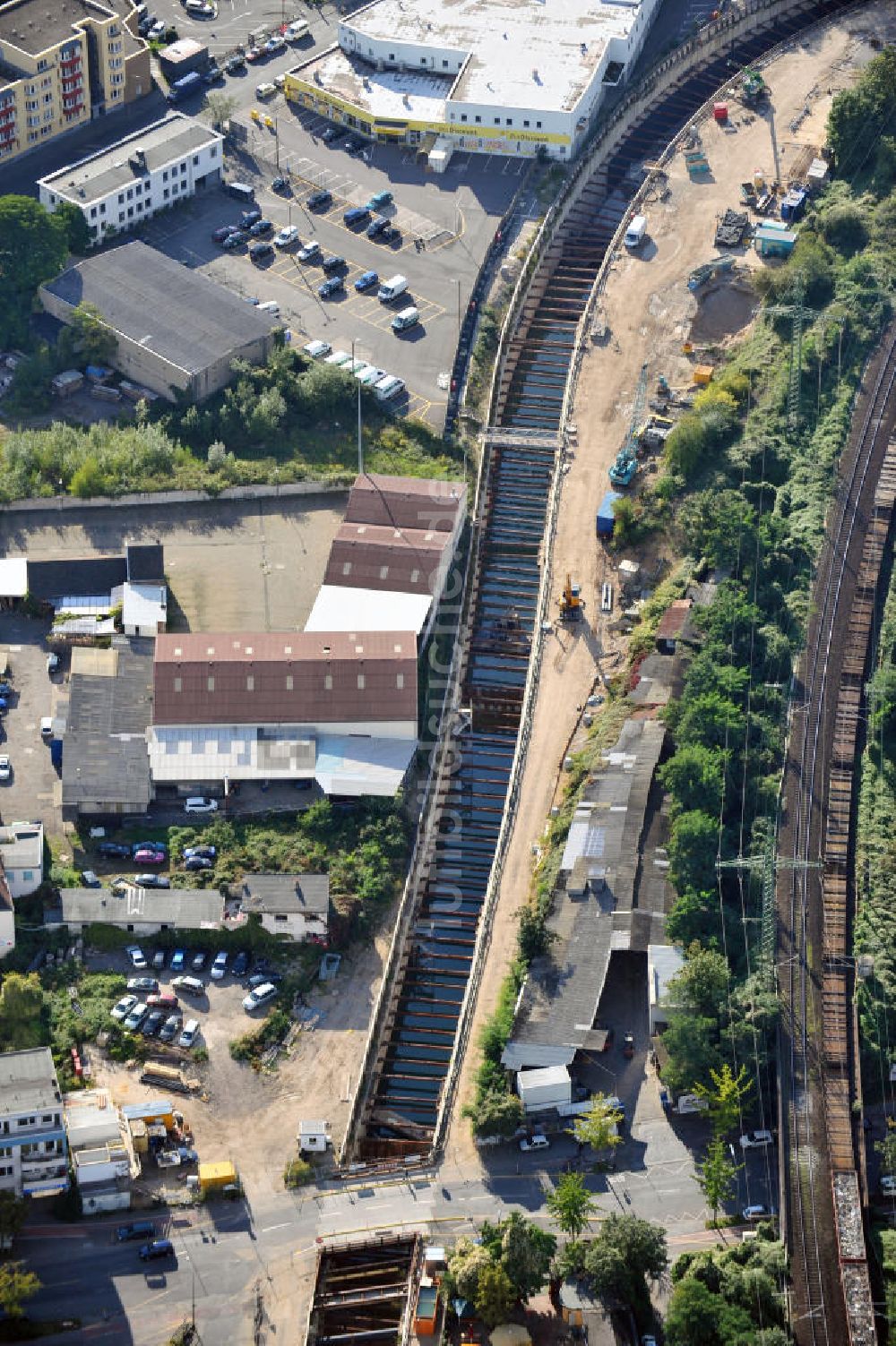 Luftaufnahme Köln - Baustelle der KVB Nord-Süd-Bahn in Köln