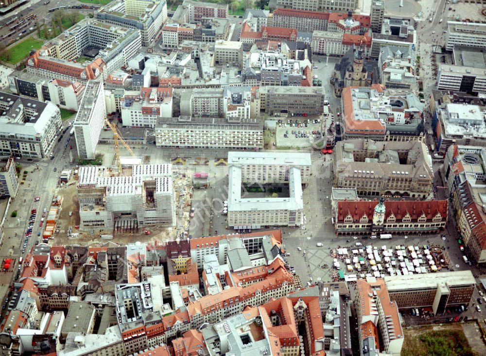 Luftbild Leipzig / Sachsen - Baustelle am Leipziger Marktplatz.