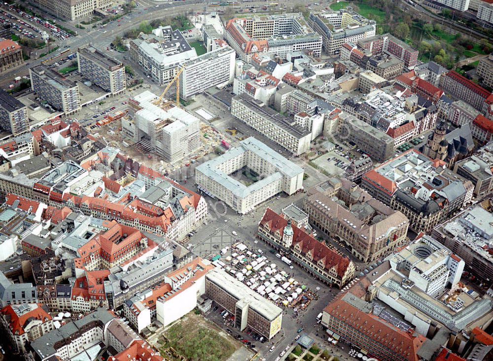 Luftaufnahme Leipzig / Sachsen - Baustelle am Leipziger Marktplatz.