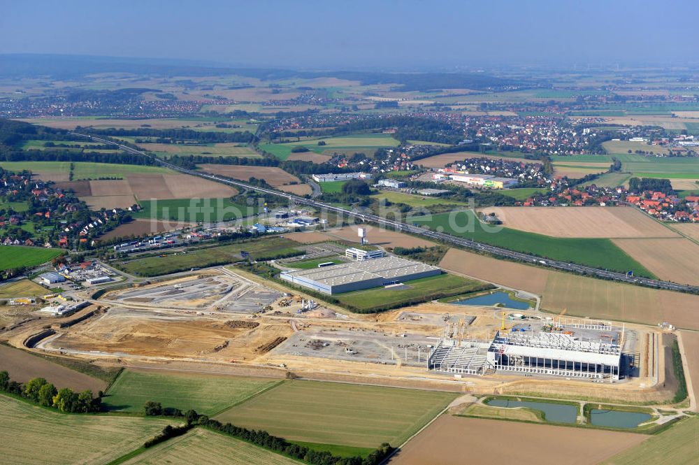 Bantorf von oben - Baustelle Logistikzentrum Kaufland im Gewerbegebiet Bantorf