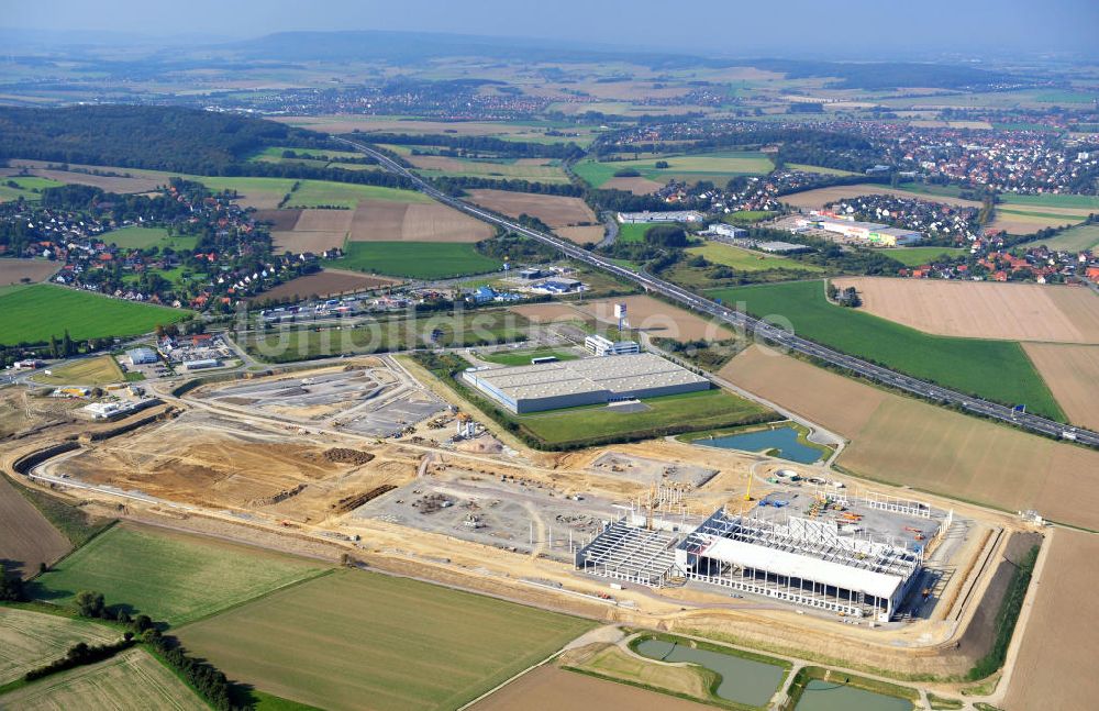 Bantorf aus der Vogelperspektive: Baustelle Logistikzentrum Kaufland im Gewerbegebiet Bantorf