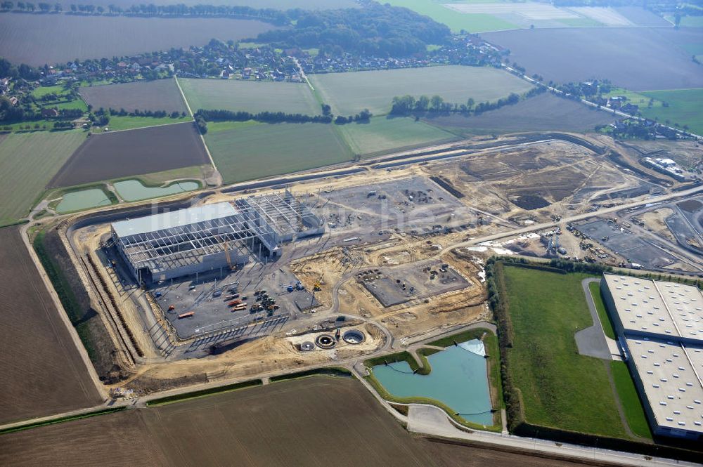 Bantorf aus der Vogelperspektive: Baustelle Logistikzentrum Kaufland im Gewerbegebiet Bantorf