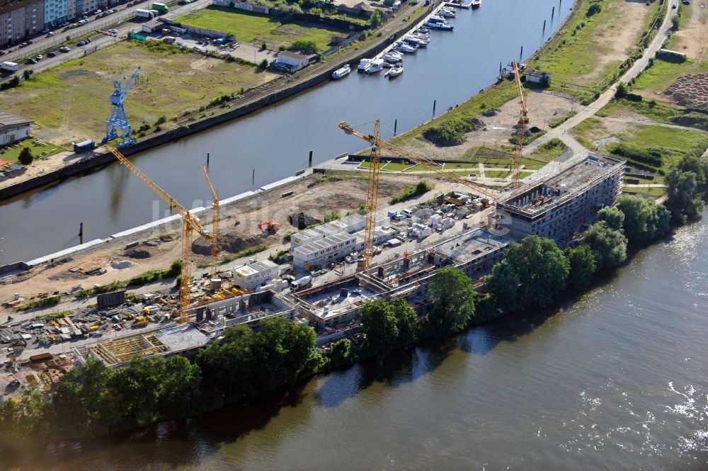 Luftbild Offenbach - Baustelle auf der Maininsel in Offenbach im Bundesland Hessen