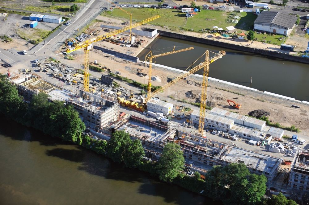 Luftaufnahme Offenbach - Baustelle auf der Maininsel in Offenbach im Bundesland Hessen