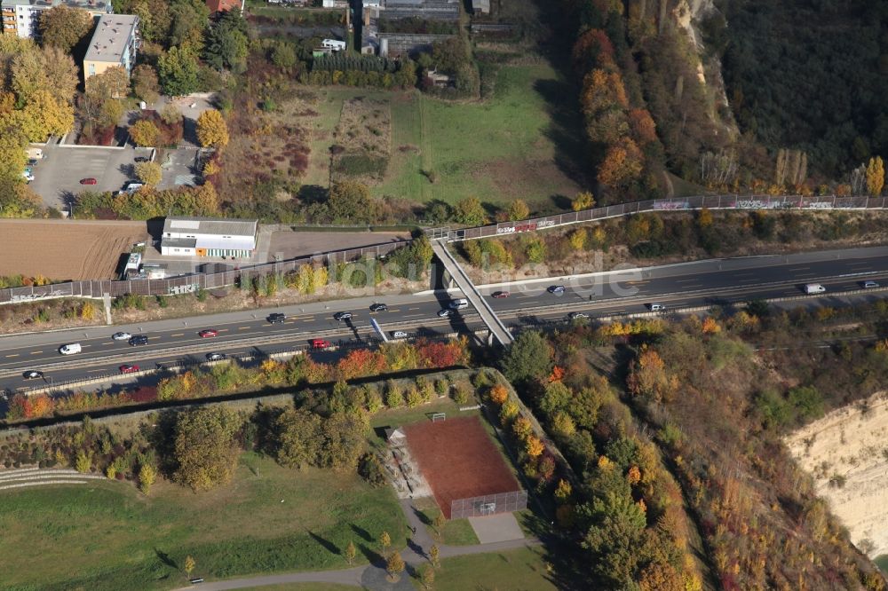 Mainz von oben - Baustelle an der A60 in Mainz im Bundesland Rheinland-Pfalz