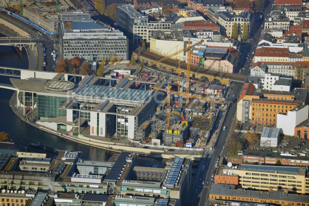 Berlin aus der Vogelperspektive: Baustelle vor dem Marie-Elisabeth-Lüders-Haus im Berliner Regierungsviertel im Bundesland Berlin