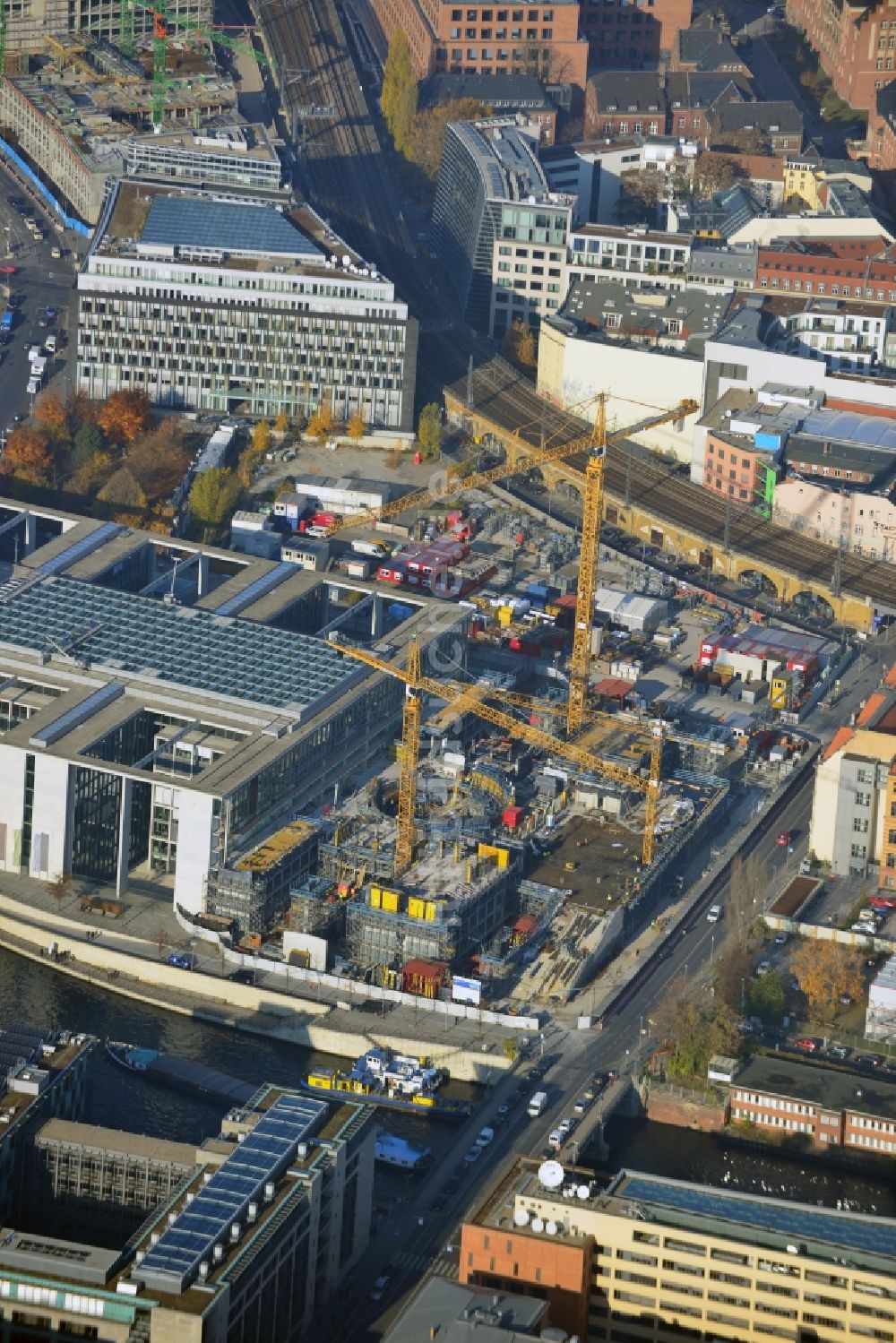 Luftbild Berlin - Baustelle vor dem Marie-Elisabeth-Lüders-Haus im Berliner Regierungsviertel im Bundesland Berlin