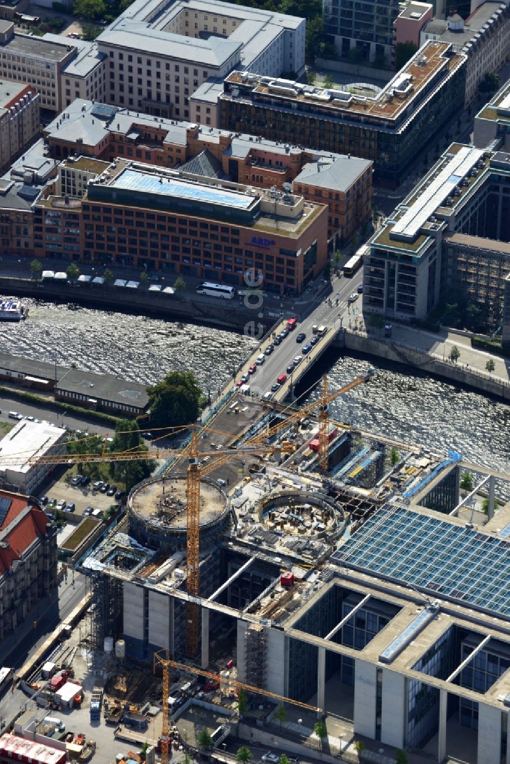 Berlin von oben - Baustelle vor dem Marie-Elisabeth-Lüders-Haus im Berliner Regierungsviertel im Bundesland Berlin