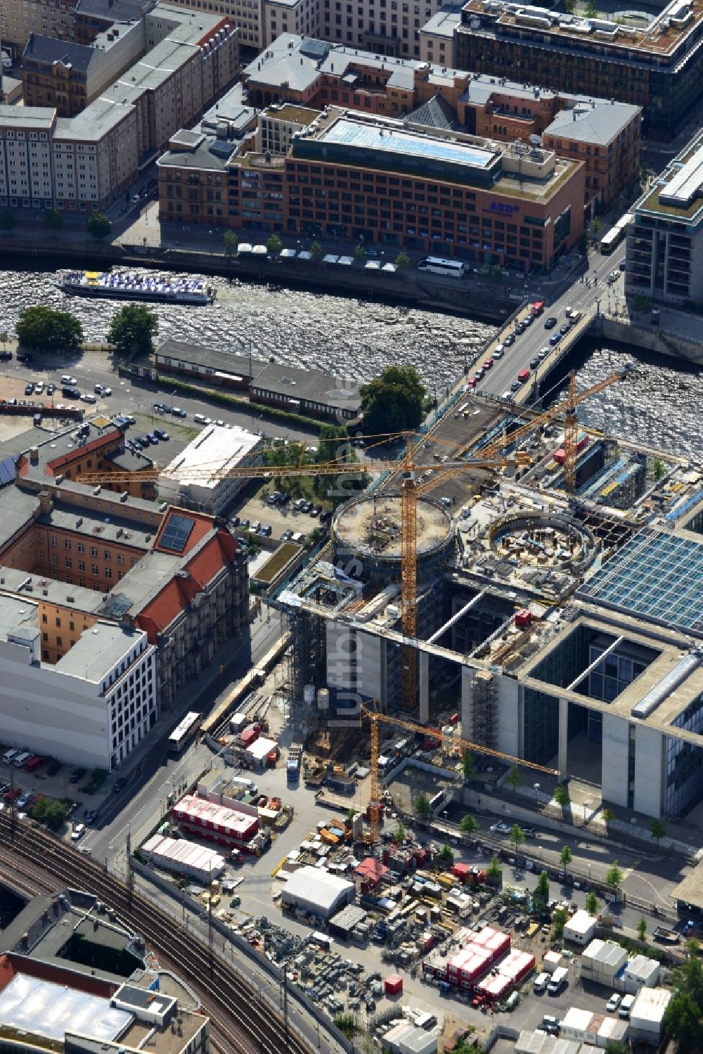 Berlin aus der Vogelperspektive: Baustelle vor dem Marie-Elisabeth-Lüders-Haus im Berliner Regierungsviertel im Bundesland Berlin