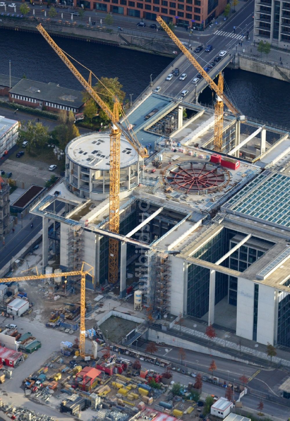 Luftbild Berlin - Baustelle vor dem Marie-Elisabeth-Lüders-Haus im Berliner Regierungsviertel in Berlin