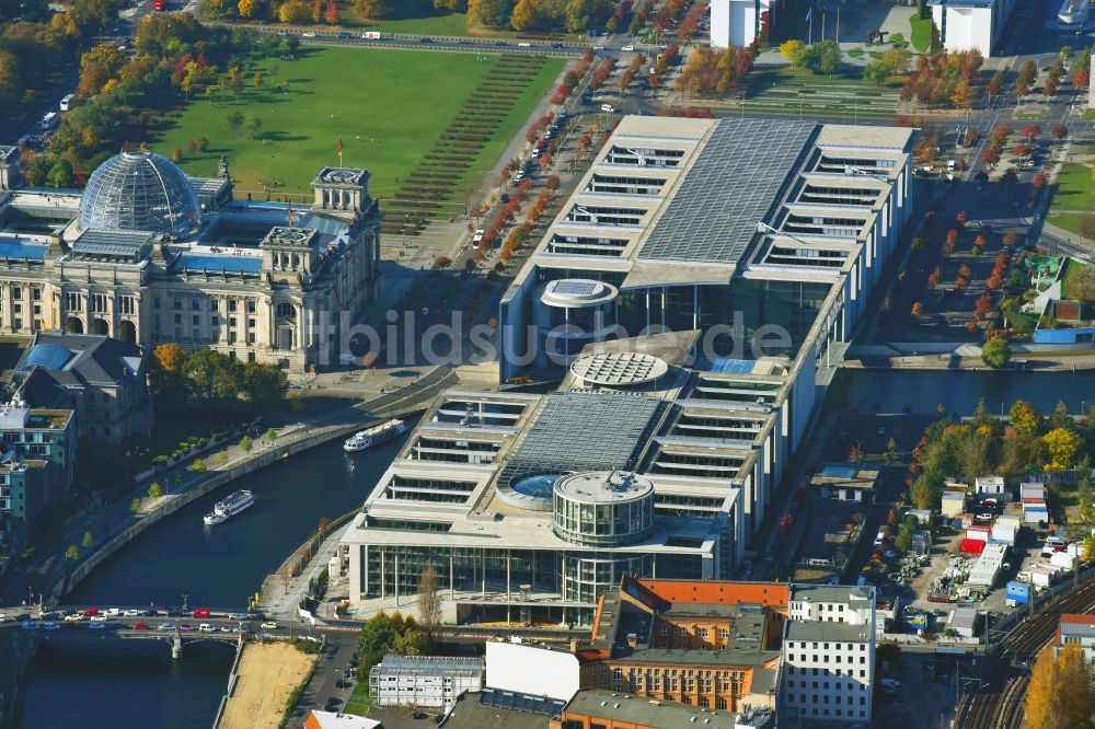 Luftbild Berlin - Baustelle vor dem Marie-Elisabeth-Lüders-Haus im Berliner Regierungsviertel in Berlin