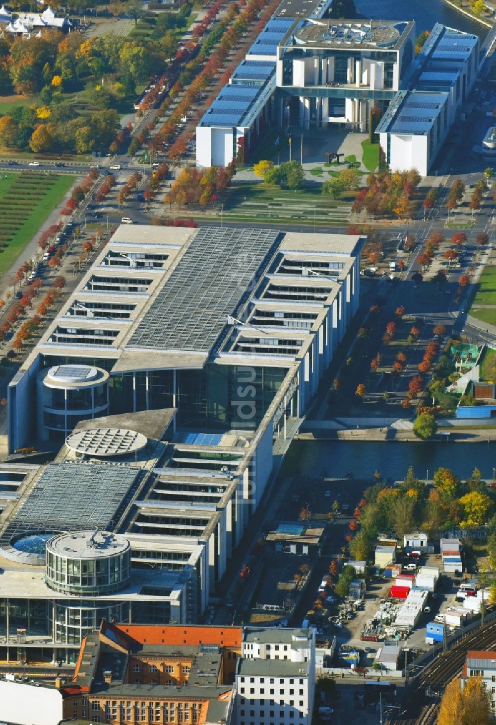 Berlin von oben - Baustelle vor dem Marie-Elisabeth-Lüders-Haus im Berliner Regierungsviertel in Berlin