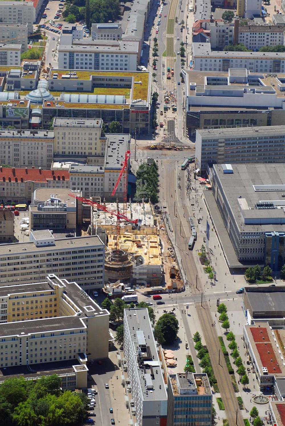 Magdeburg von oben - Baustelle Marietta-Quartier am Breiter Weg in Magdeburg