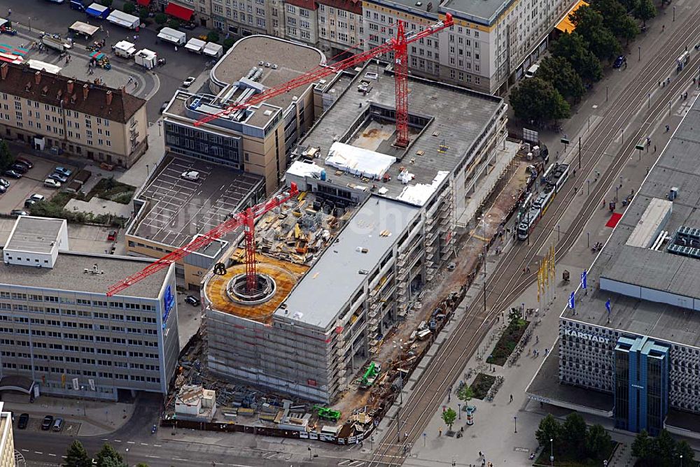 Magdeburg aus der Vogelperspektive: Baustelle Marietta-Quartier am Breiter Weg in Magdeburg