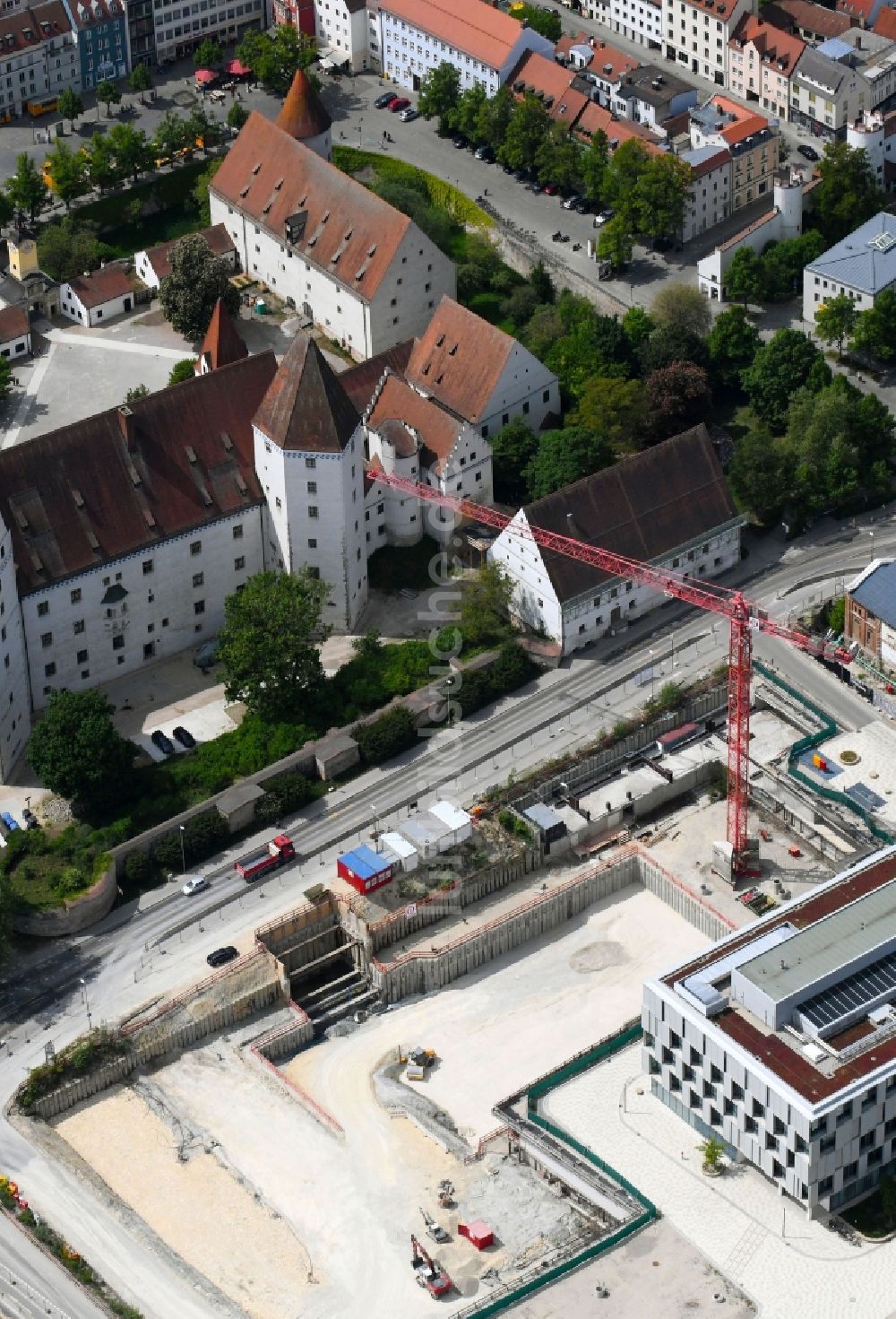 Luftaufnahme Ingolstadt - Baustelle Maritim Hotel + Congresscentrum Ingolstadt im Bundesland Bayern, Deutschland